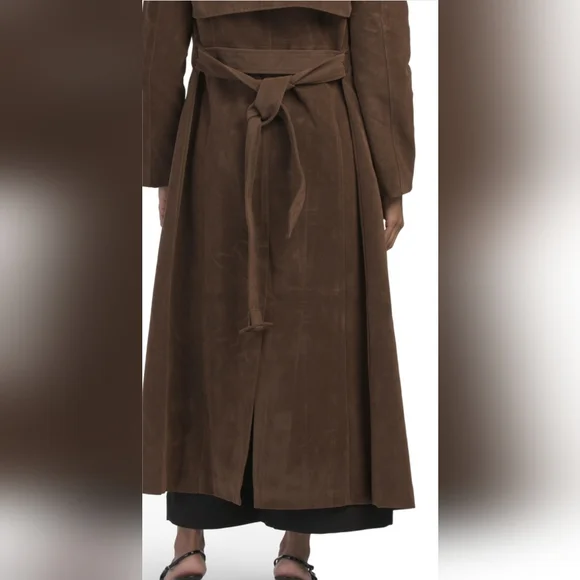 Corrin Faux Suede Trench Coat - Picture 6 of 16
